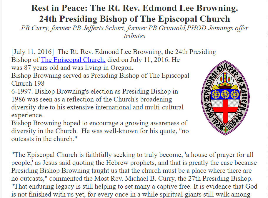 Rest in Peace: Rev. Edmond Lee Browning